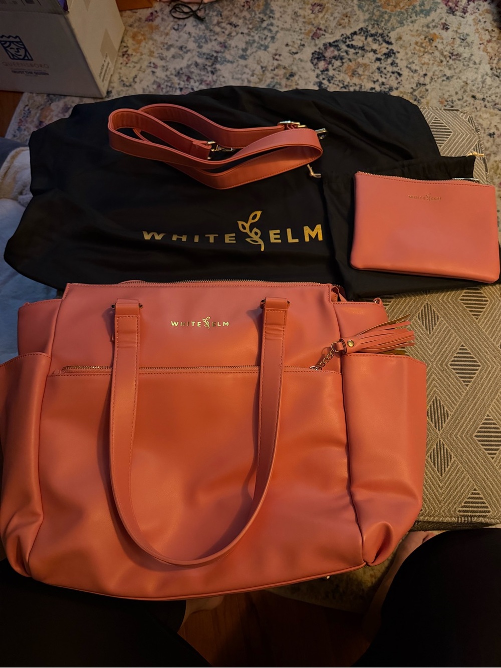 White Elm Coral Gemini XL Tote with Removable Strap